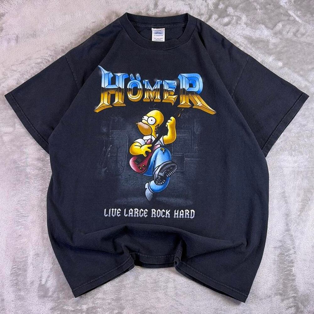 Vintage 2005 Homer Live Large Rock Hard Graphic T-shirt Size L